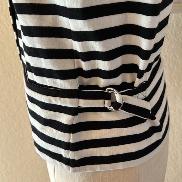 Agnès B. Paris Black & White Striped High Neck Cotton Jacket - Picture 6 of 12